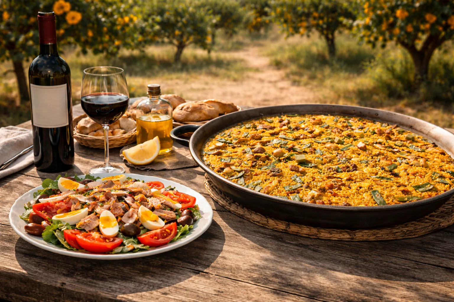 Paella valenciana listo para servir