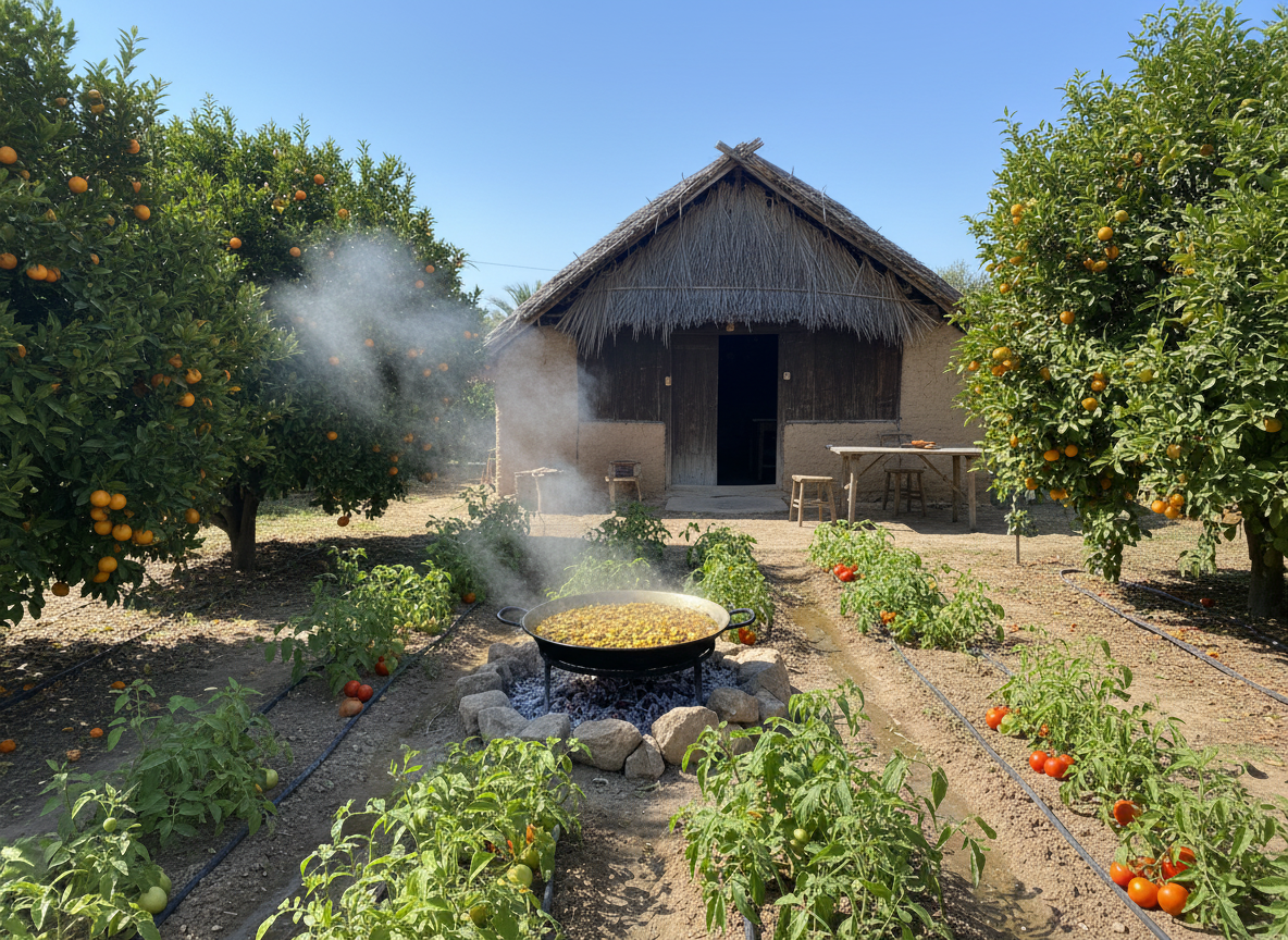 Huerta mediterránea con variedad de verduras cultivadas