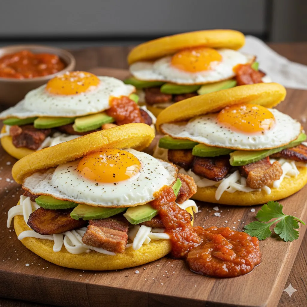 Arepa con todo listo para servir