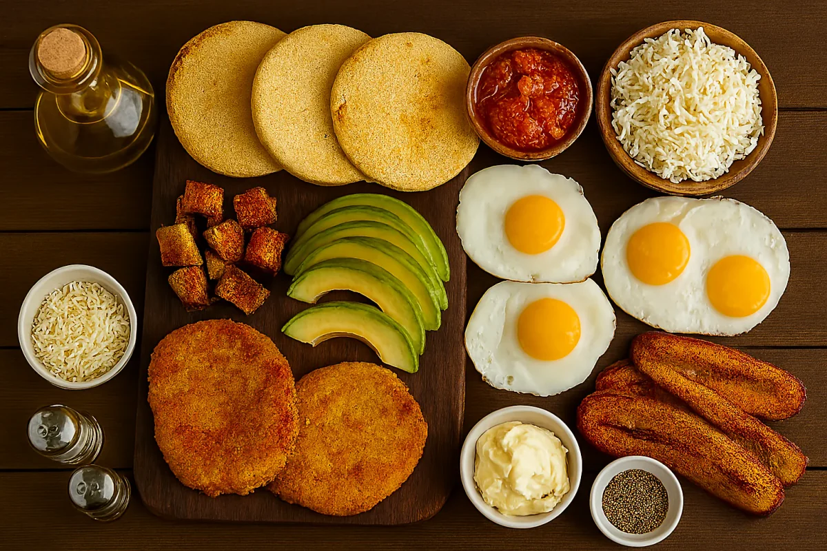 Ingredientes para arepa con todo