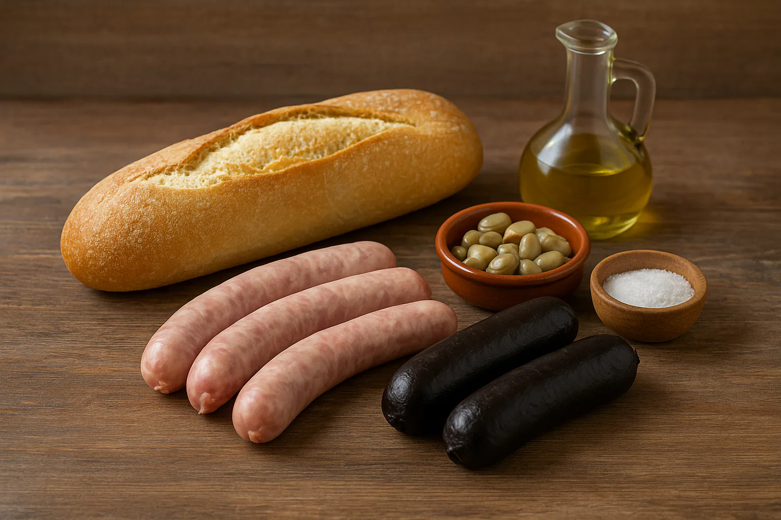 Ingredientes para bocadillo blanco y negro valenciano