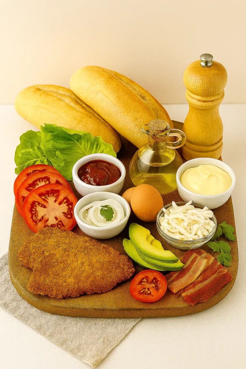 Ingredientes para cemita poblana de milanesa