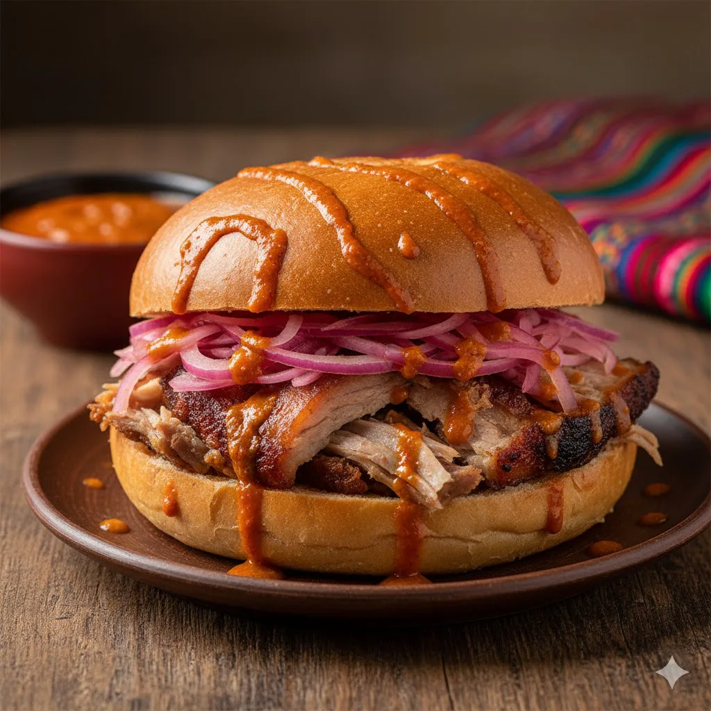 Sándwich de chola boliviano listo para servir