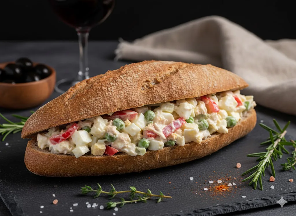 Bocadillo de ensaladilla rusa
