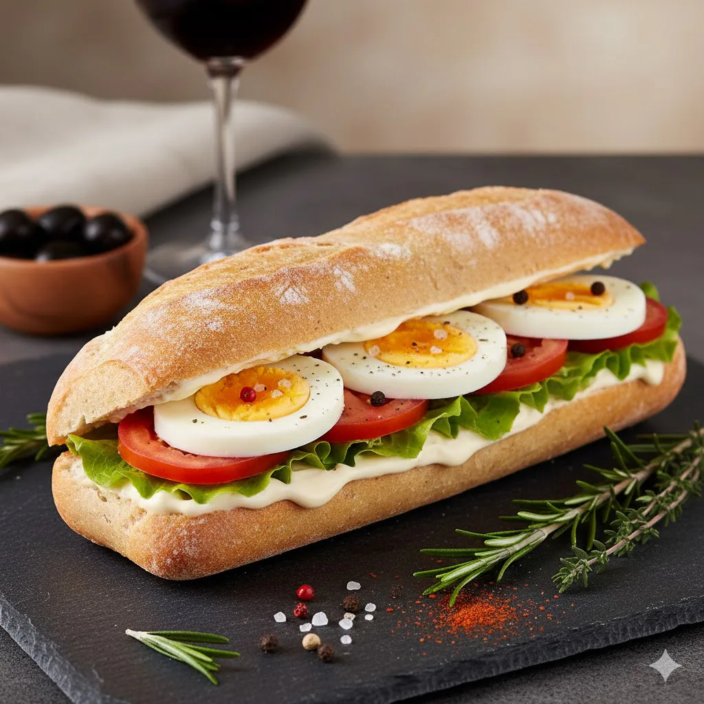 Bocadillo de huevo duro