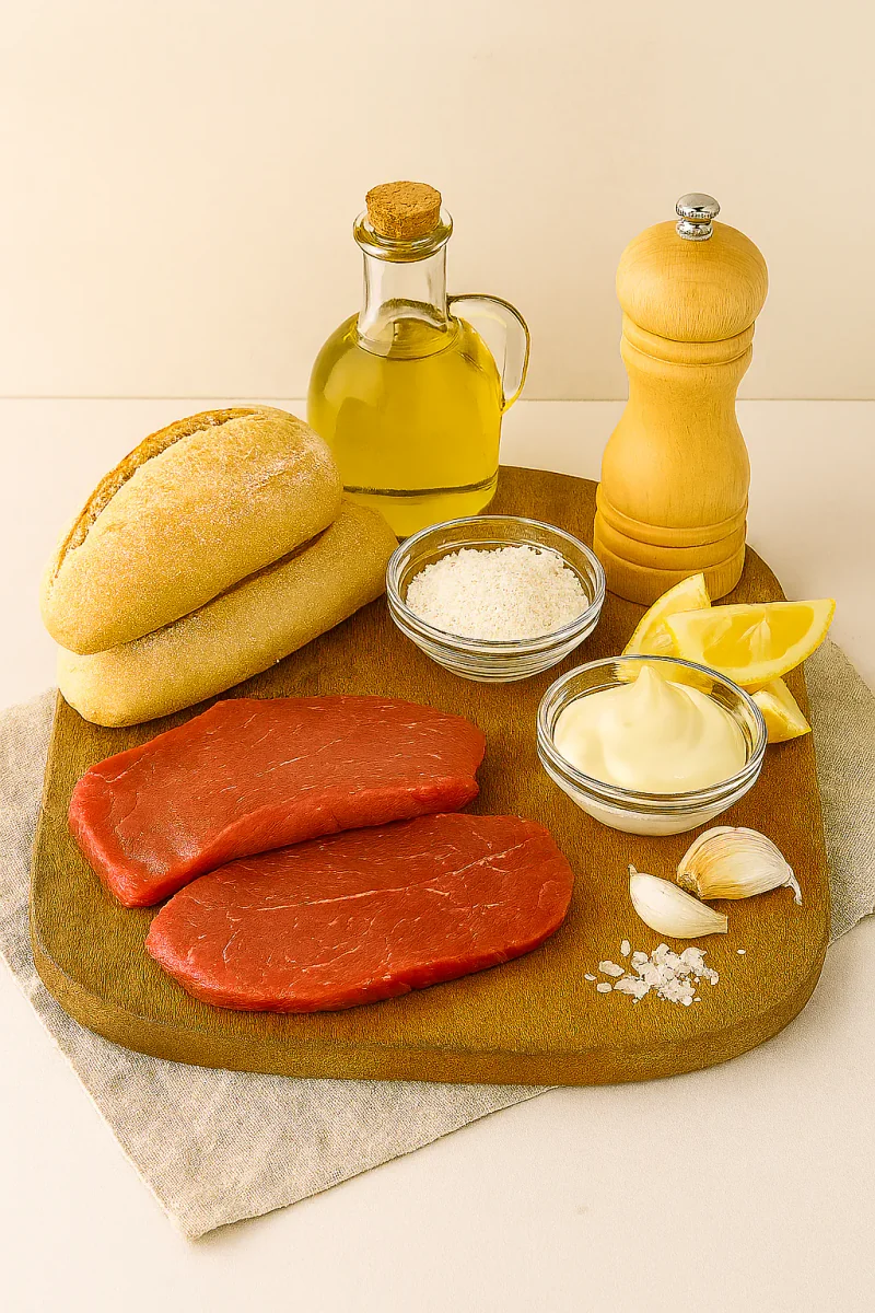 Ingredientes para pepito de ternera español
