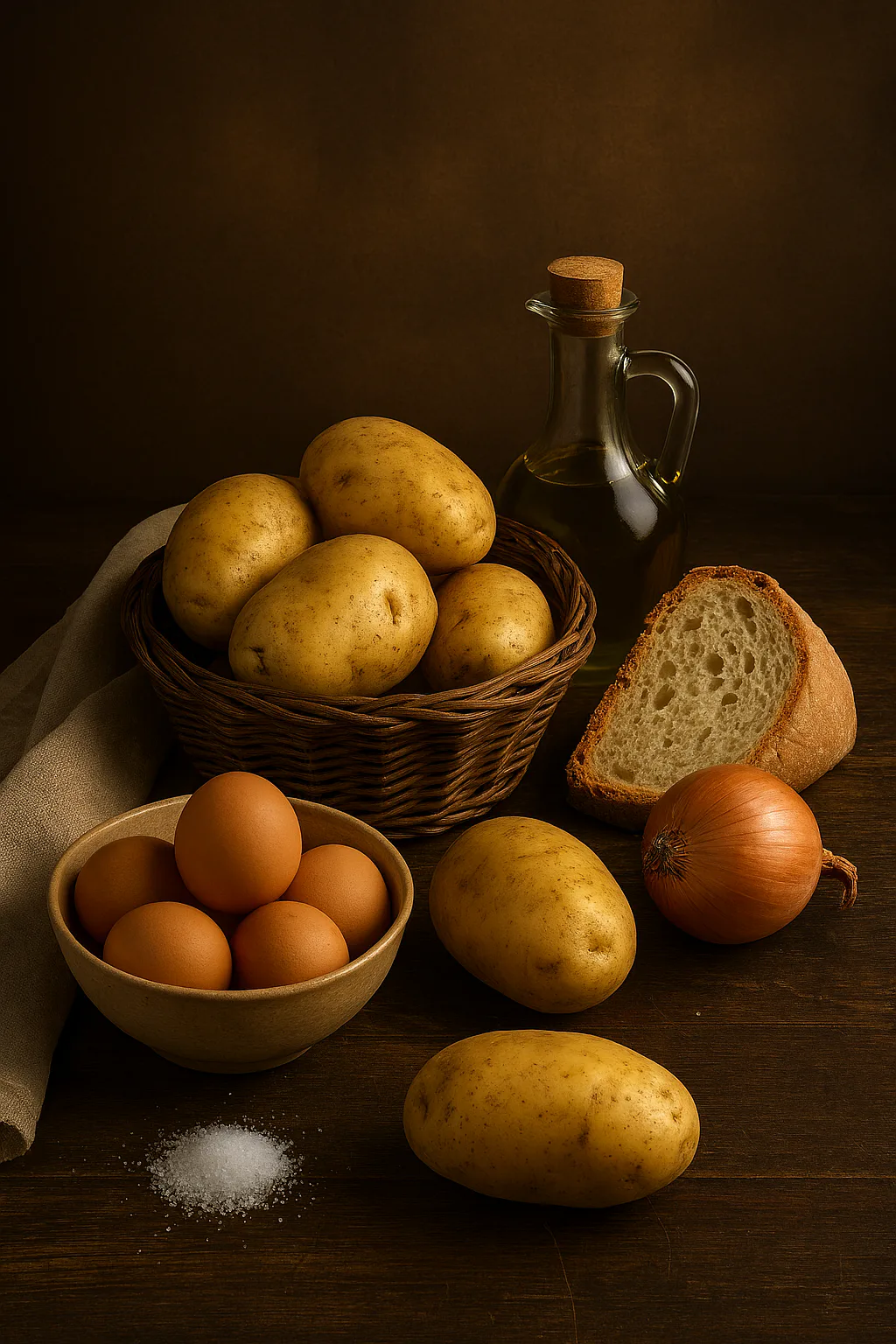 Ingredientes para bocadillo de tortilla española