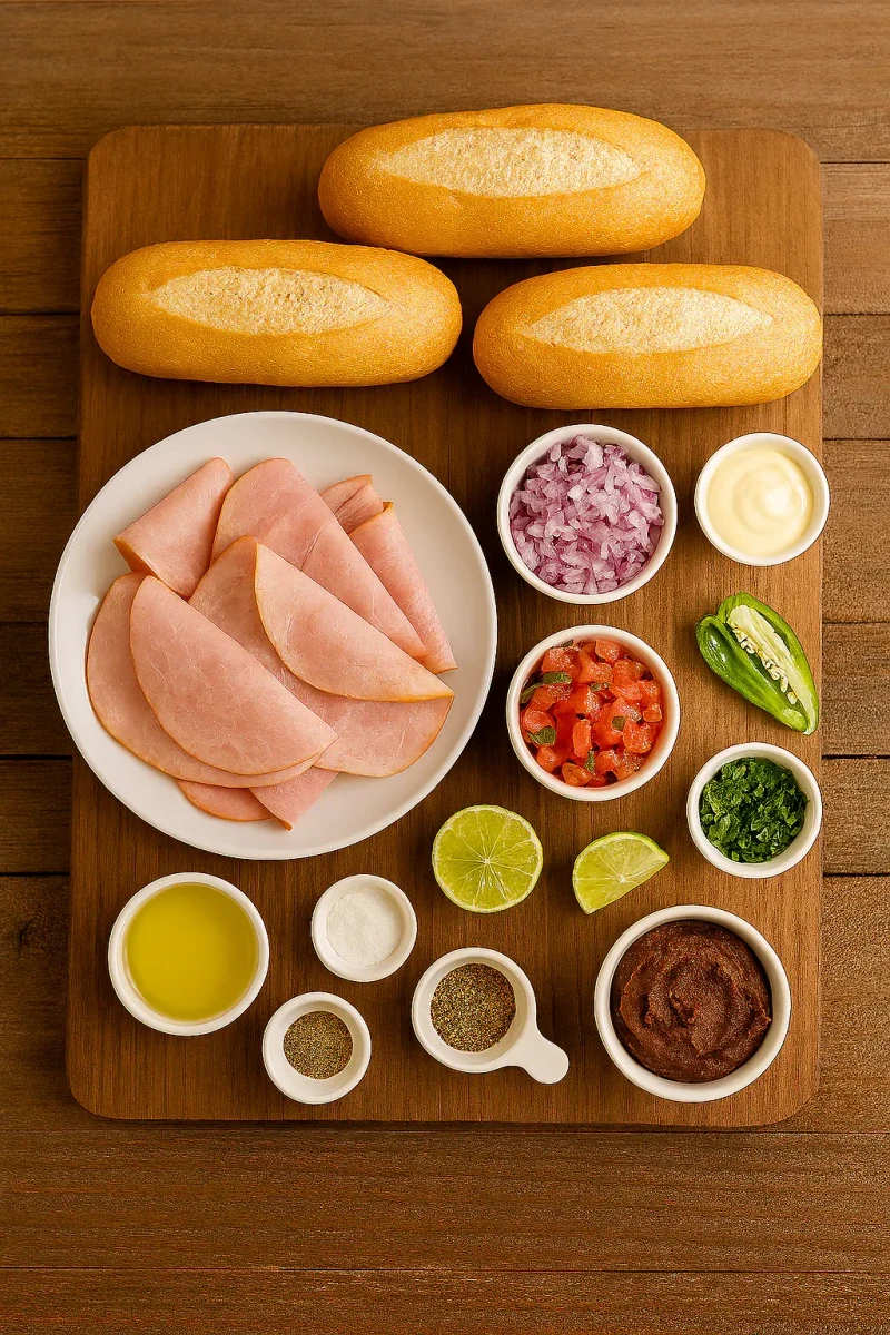 Ingredientes para butifarra peruana de jamón del país
