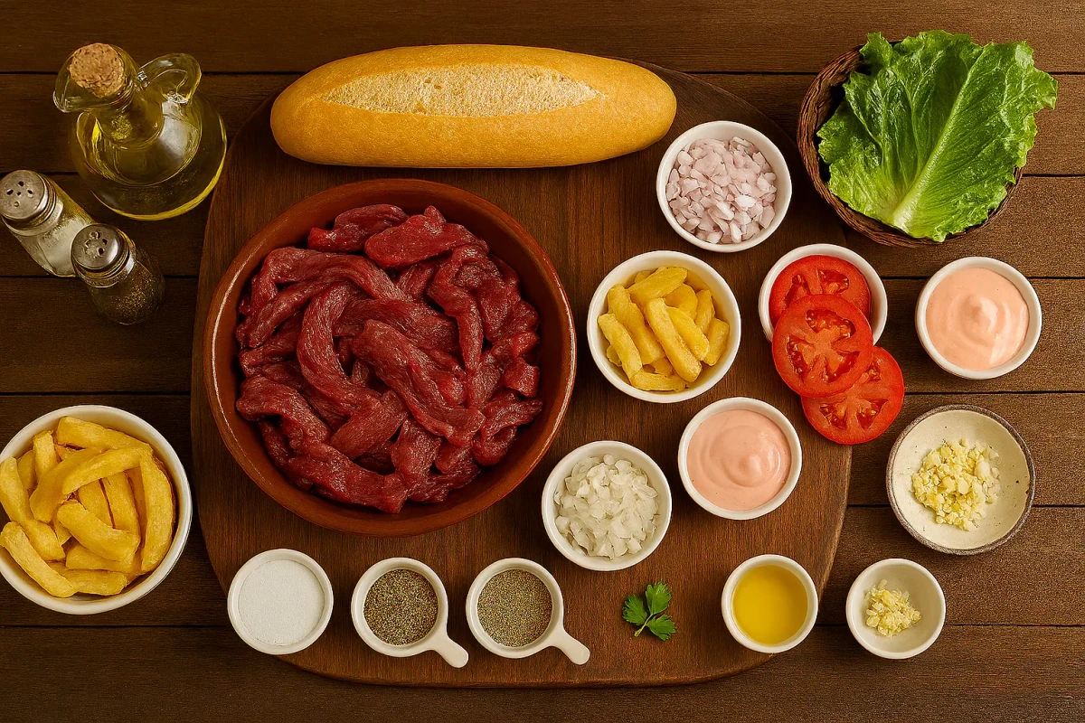 Ingredientes para pepito venezolano-colombiano