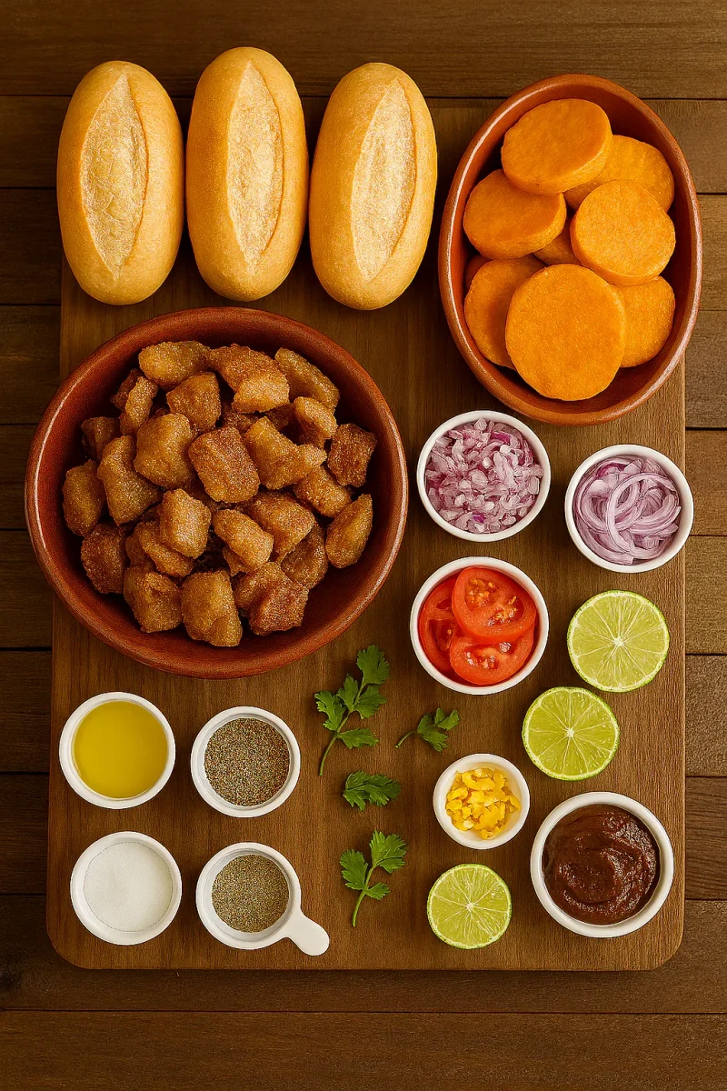Ingredientes para sándwich peruano de chicharrón