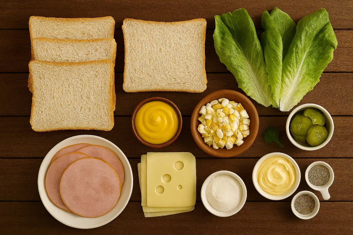 Ingredientes para sándwich de huevo duro y mayonesa