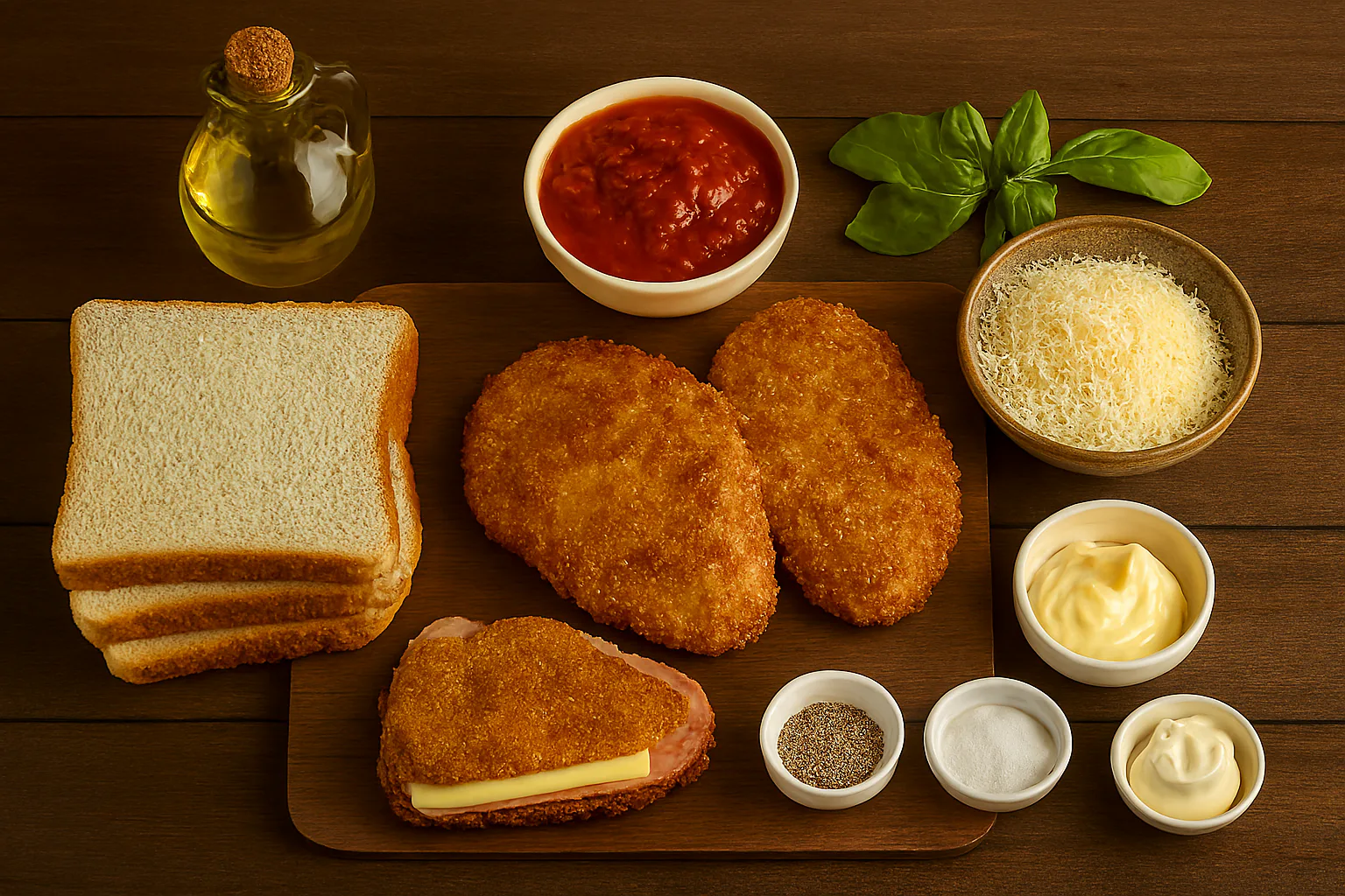 Ingredientes para sándwich de pollo a la parmesana