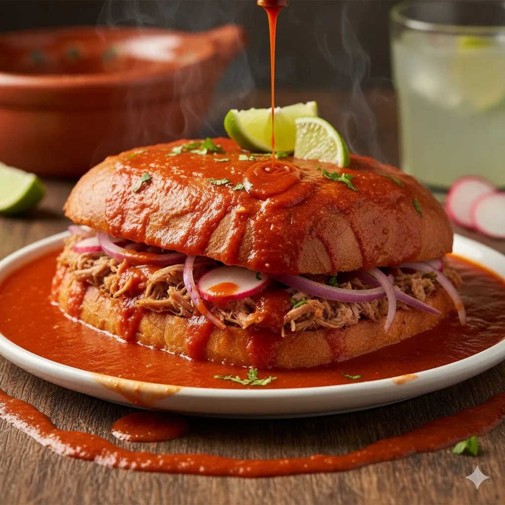 Torta ahogada de Guadalajara listo para servir