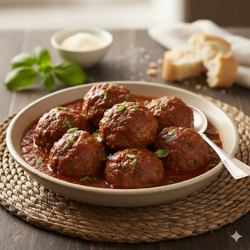 Resultado final de Albóndigas en salsa tradicional