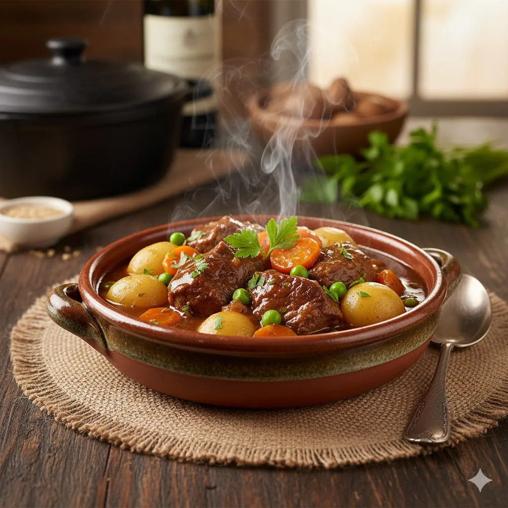 Resultado final de Estofado de ternera con patatas y verduras
