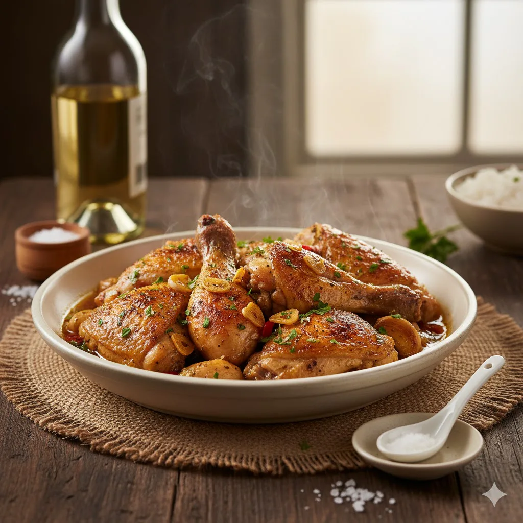 Resultado final de Pollo al ajillo