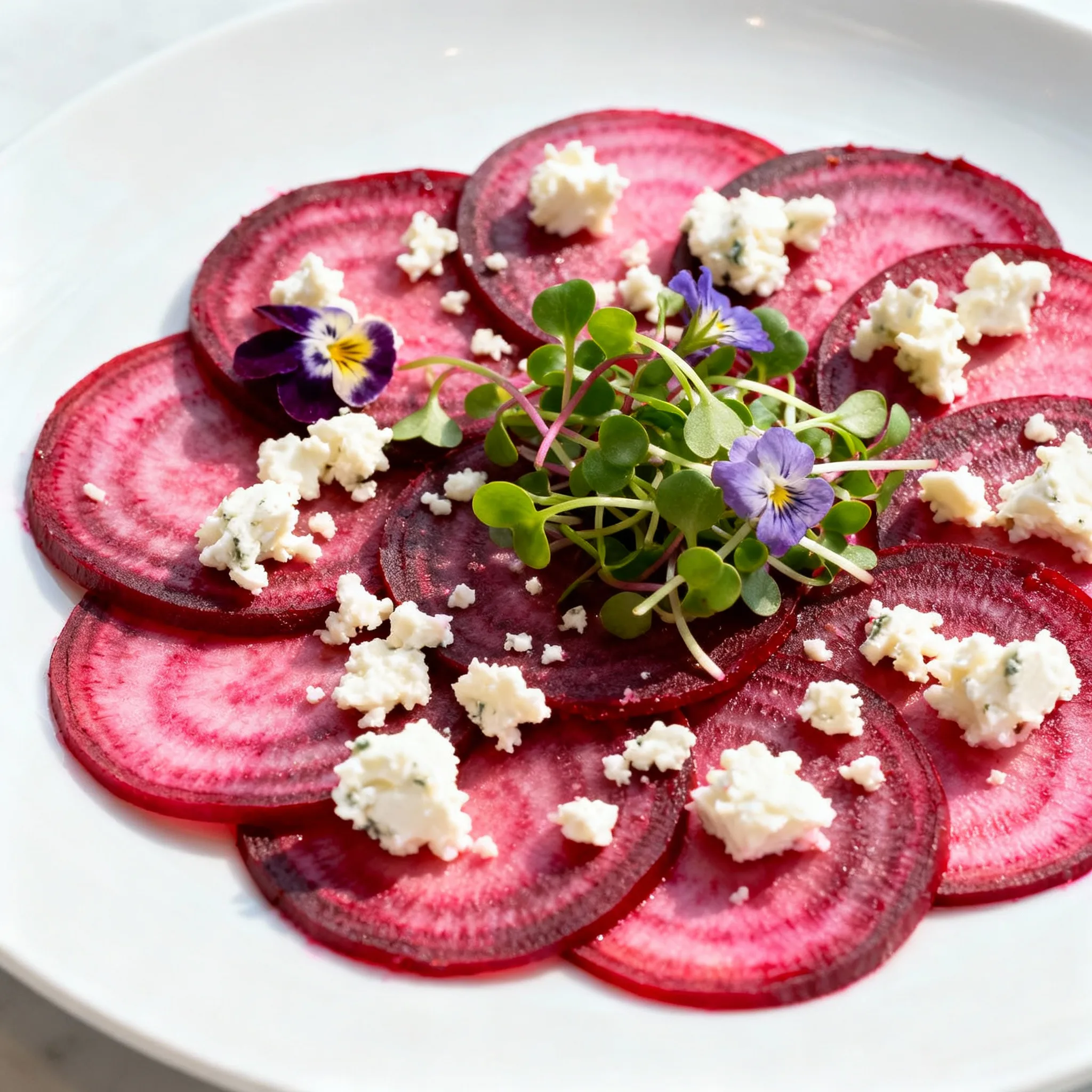 Carpaccio de remolacha con queso de cabra