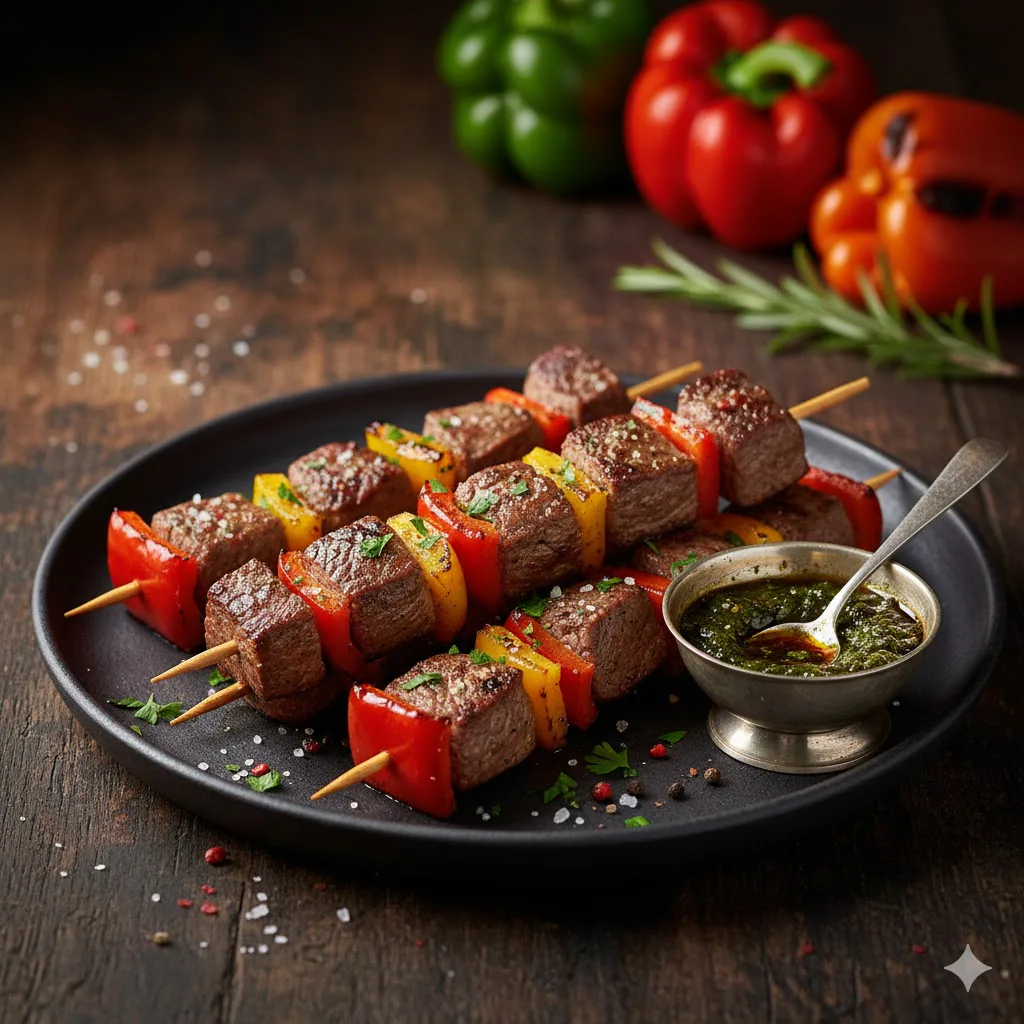 Brocheta de Ternera y Pimientos - receta, técnica y punto - ComaBien