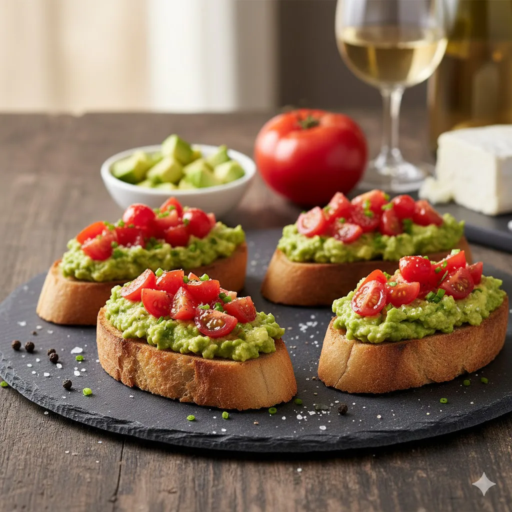 Canapés de Aguacate y Tomate