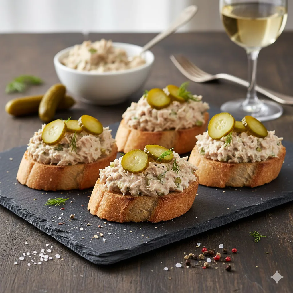 Canapés de Atún con Pepinillos - receta, técnica y punto - ComaBien