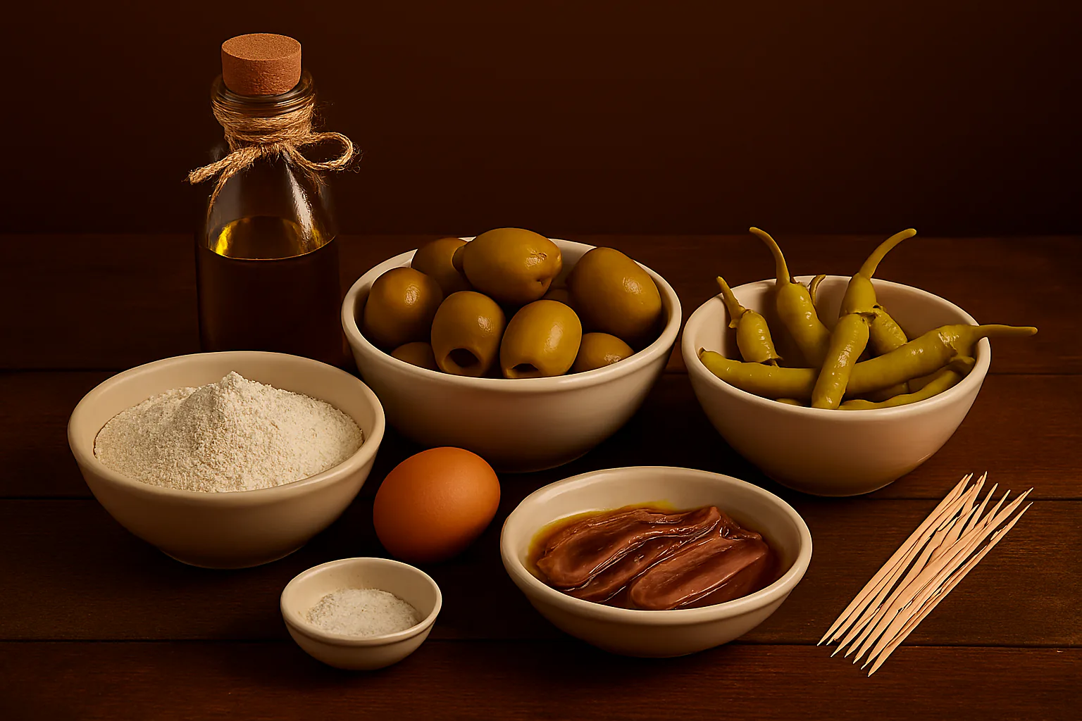 Ingredientes para gildas clásicas