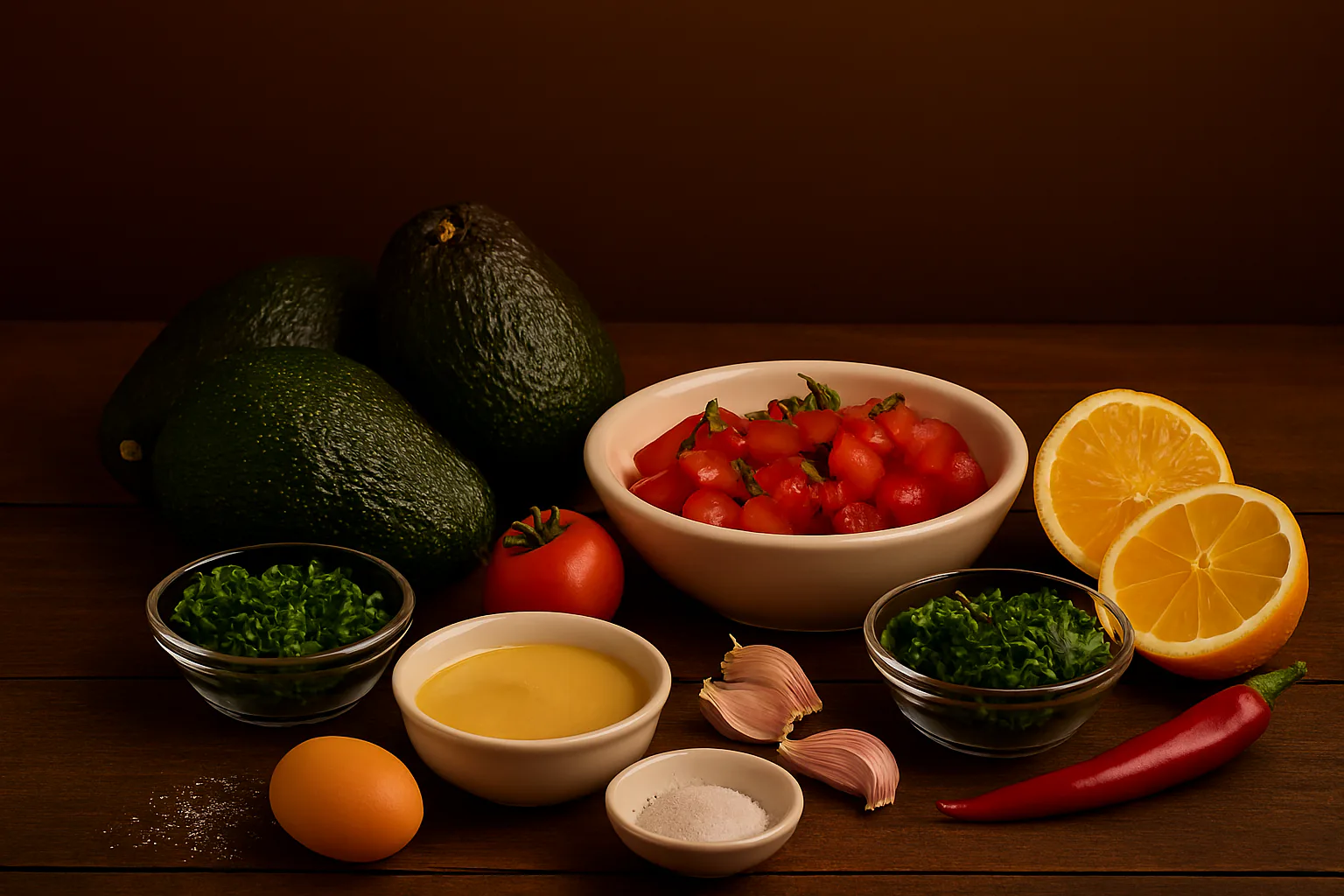 Ingredientes para guacamole clásico