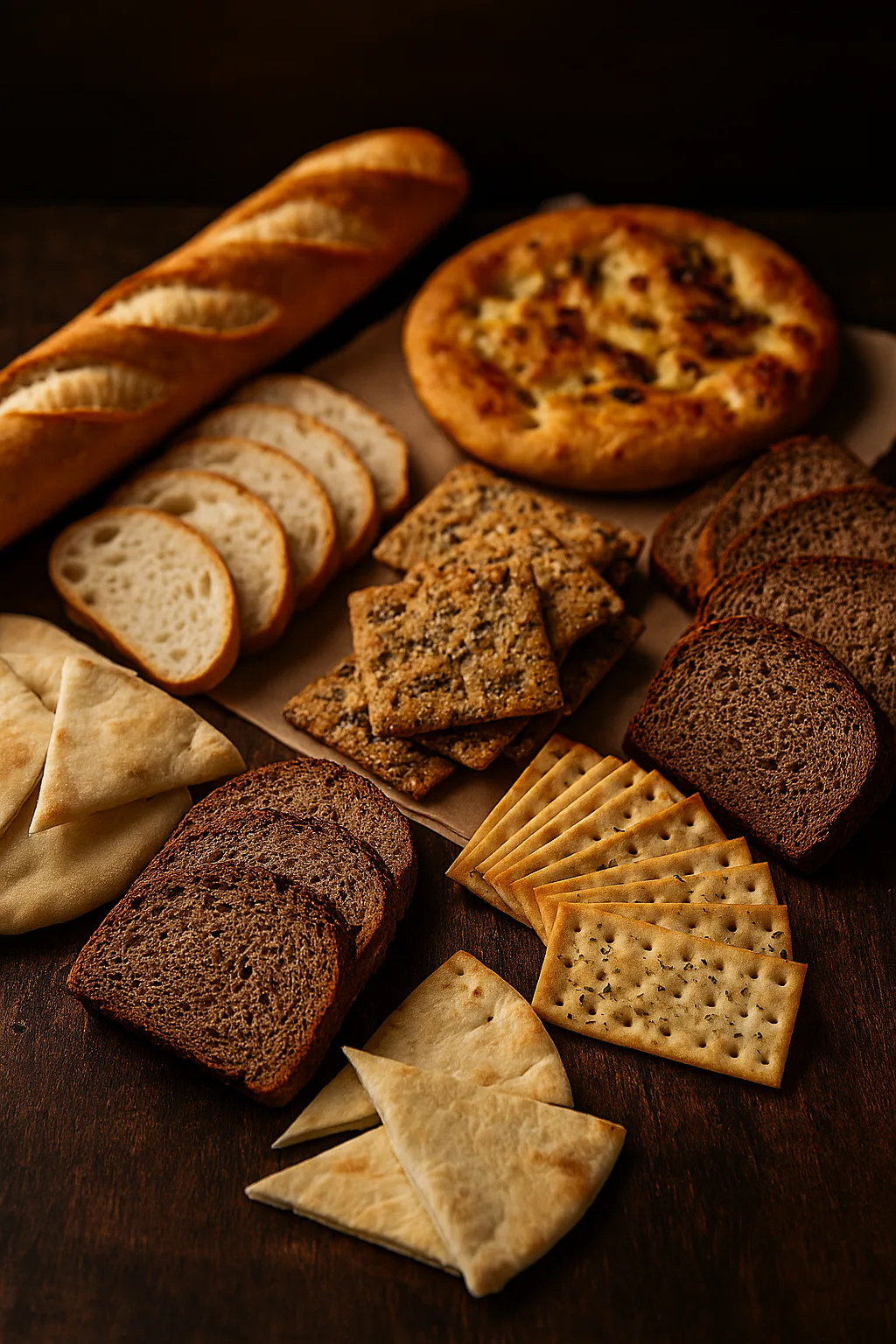 Ingredientes para panes y crackers para aperitivo