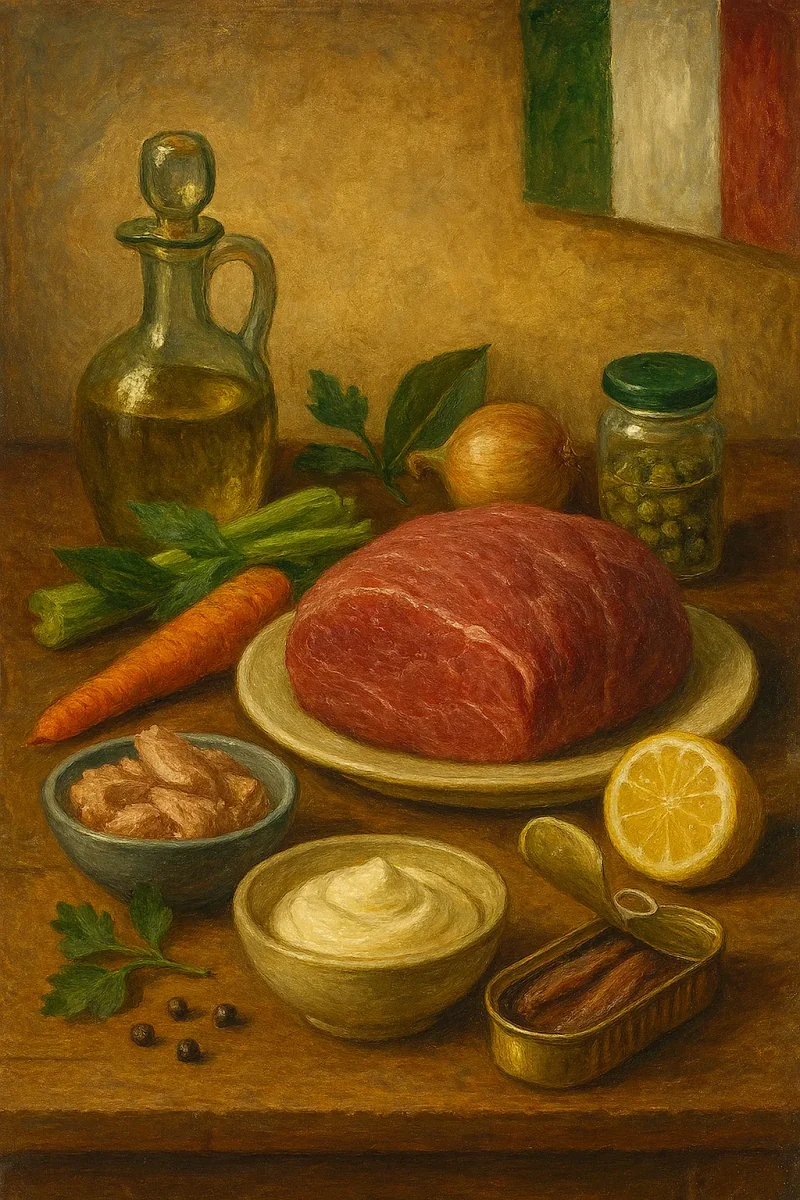 Ingredientes para ternera atunada (vitello tonnato)