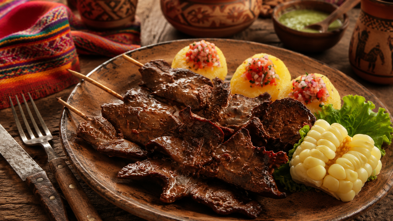 Anticuchos peruanos listo para servir