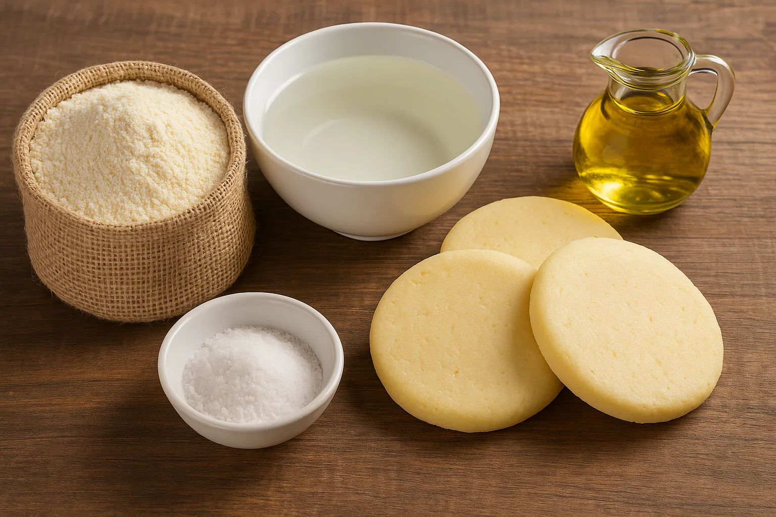 Ingredientes para Arepas colombianas