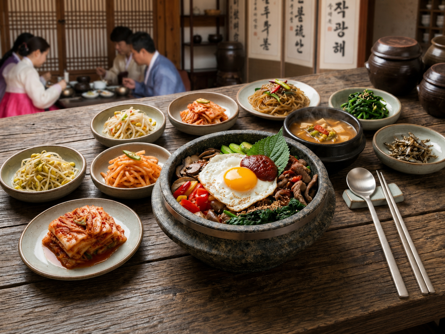 Bibimbap coreano listo para servir