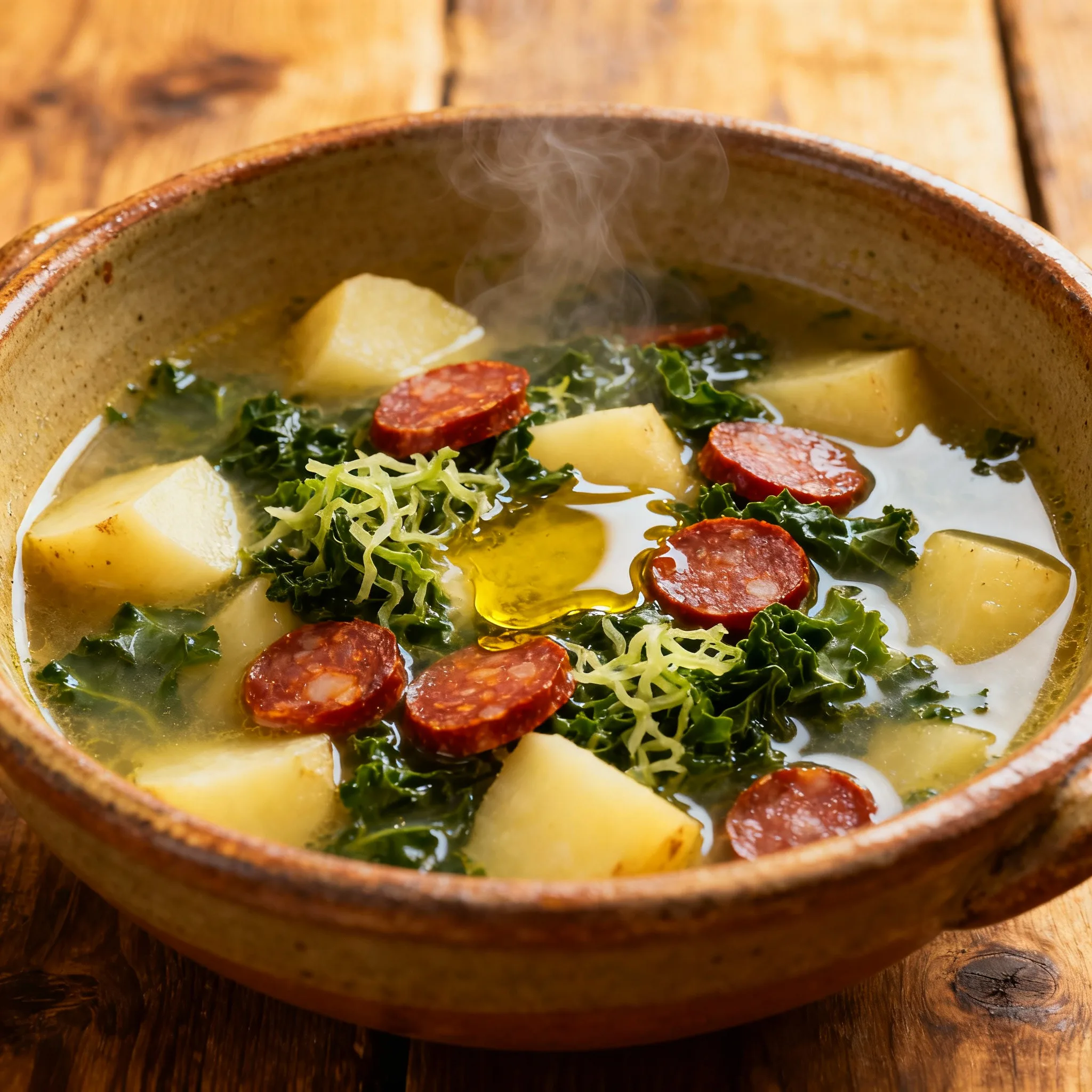 Caldo verde listo para servir