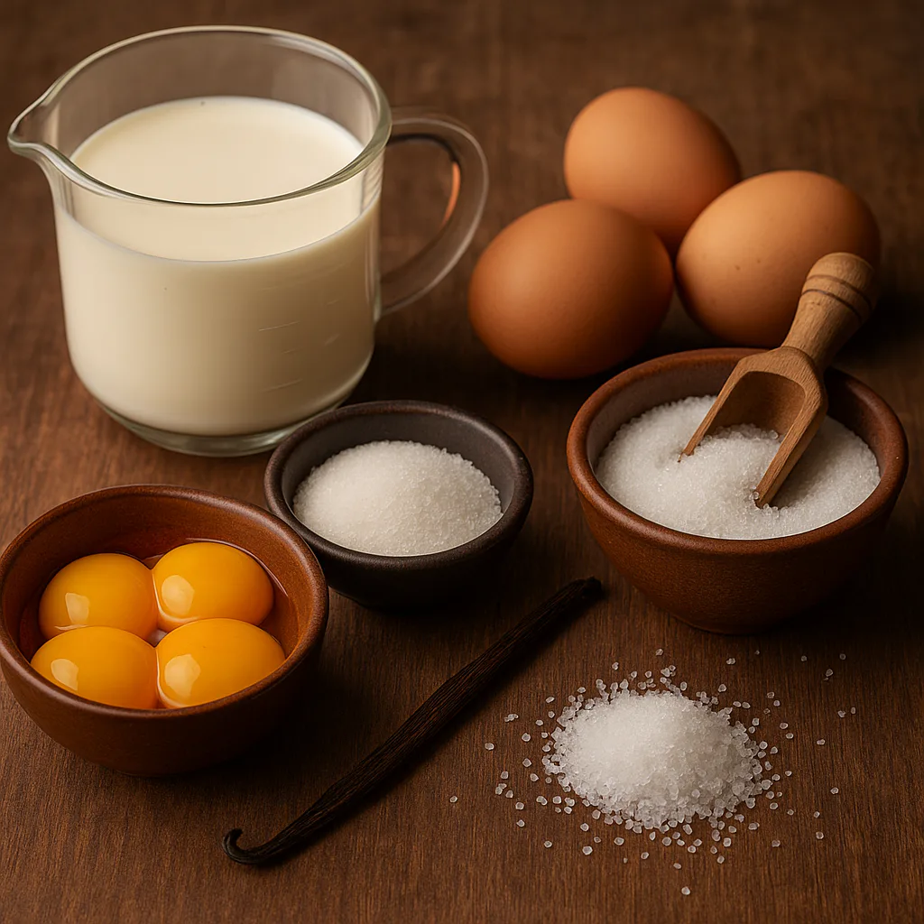 Ingredientes para Crème brûlée