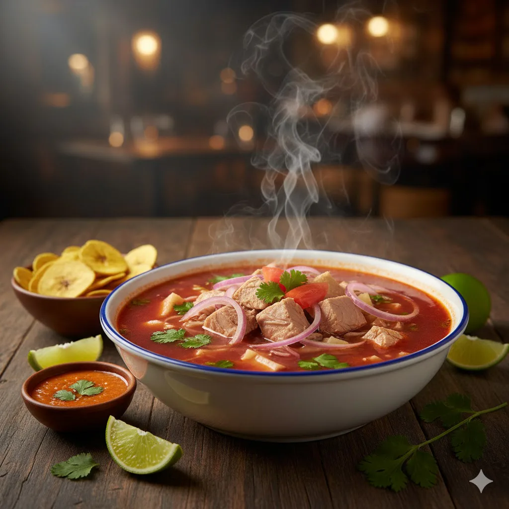Encebollado listo para servir