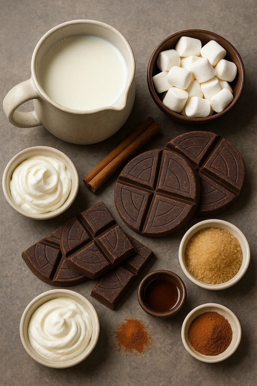 Ingredientes para Chocolate caliente mexicano