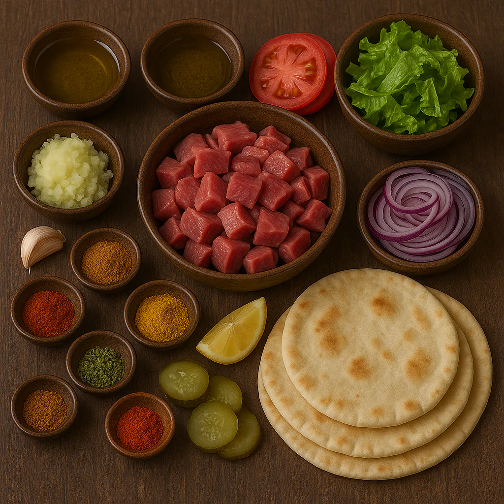 Ingredientes para Kebab de cordero