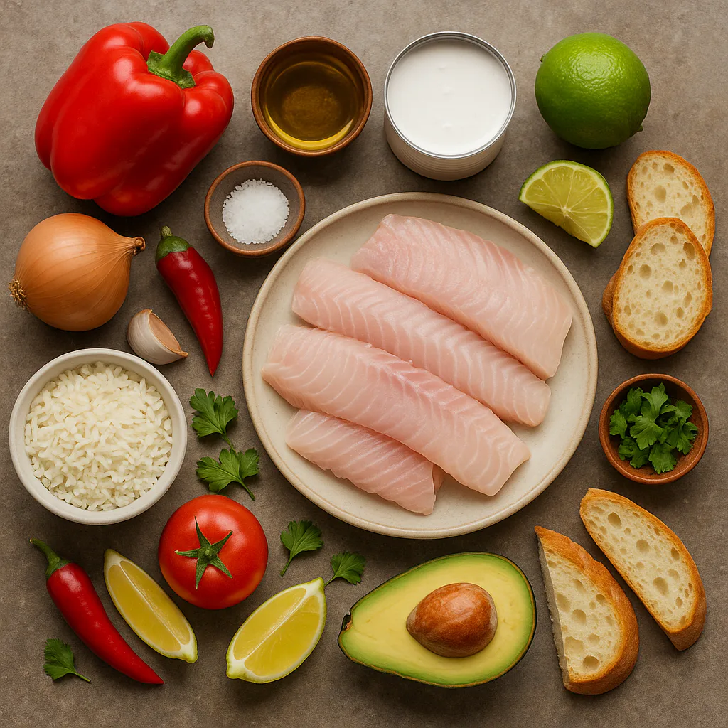 Ingredientes para Pescado al coco caribeño