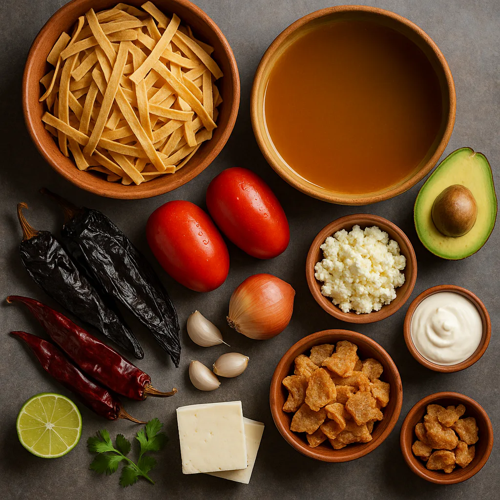 Ingredientes para Sopa azteca