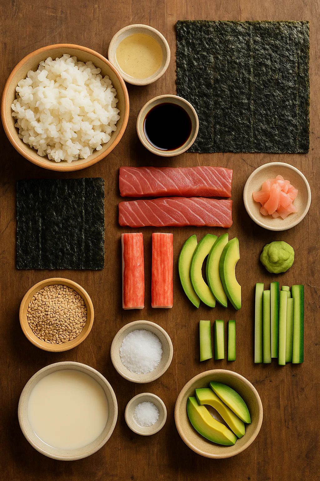 Ingredientes para Sushi maki básico