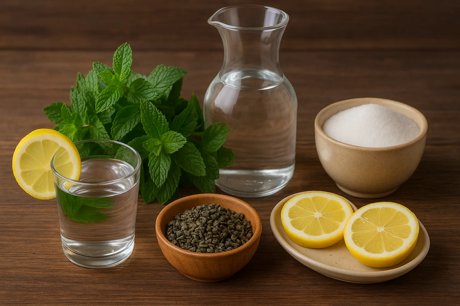 Ingredientes para Té verde con menta