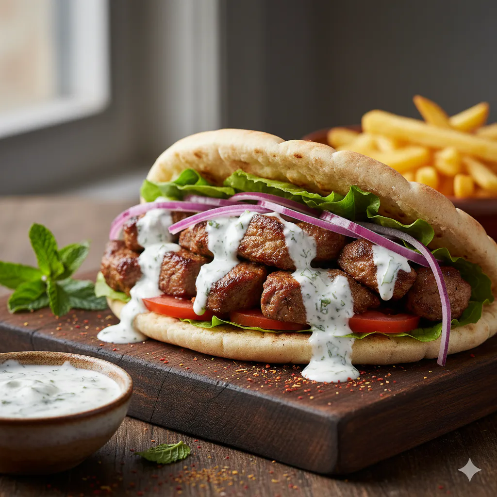 Kebab de cordero listo para servir