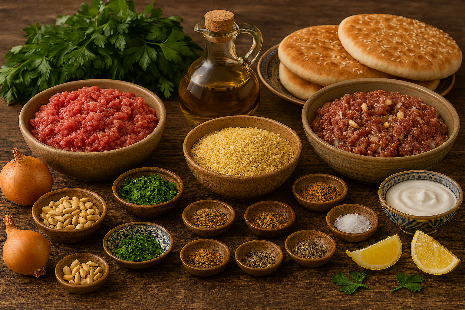 Ingredientes para Kibbeh levantino