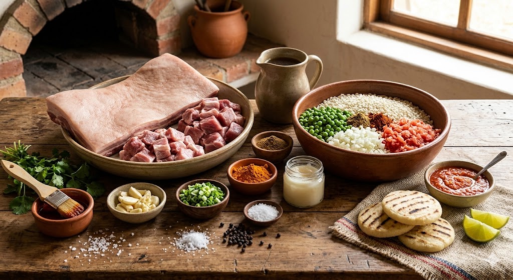 Ingredientes para Lechona tolimense