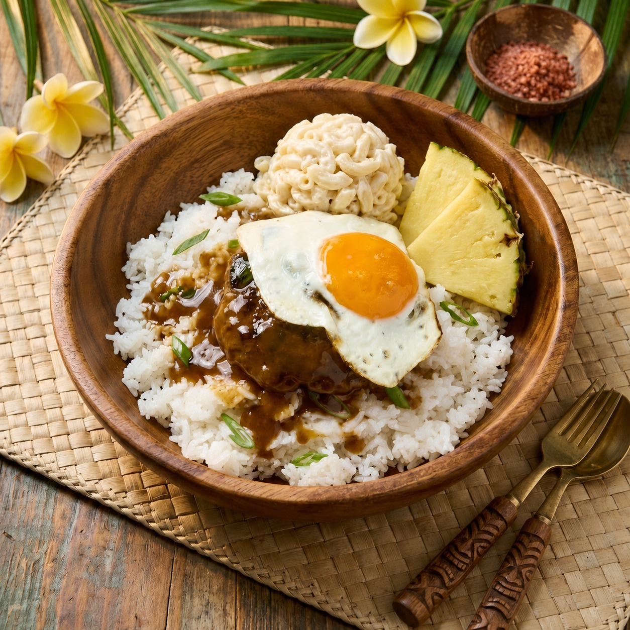 Loco moco hawaiano listo para servir