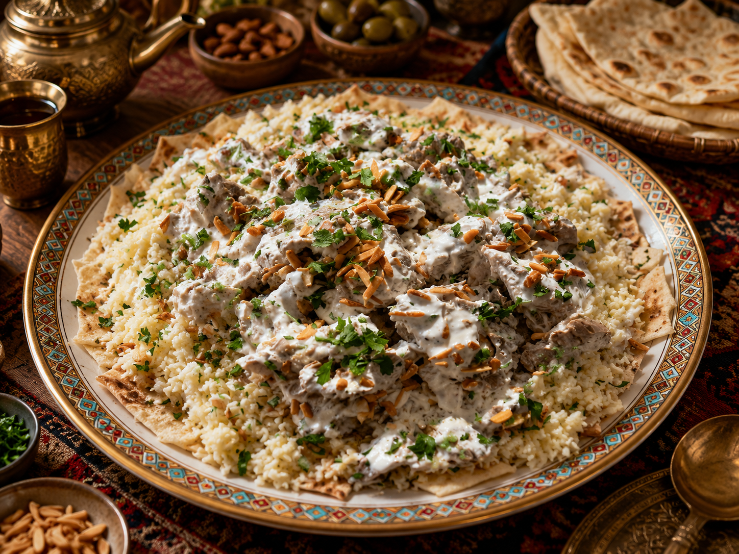 Mansaf jordano listo para servir