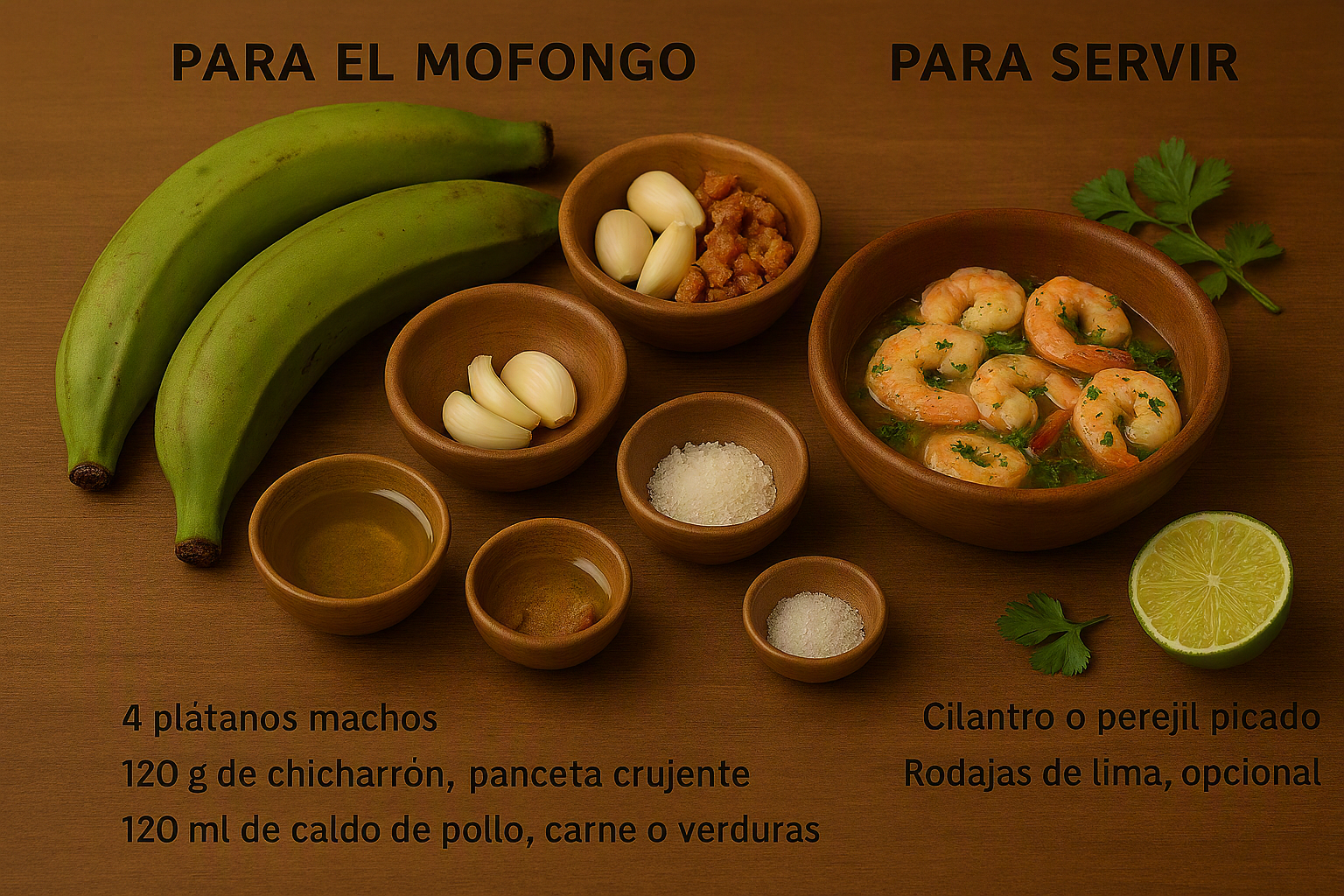 Ingredientes para Mofongo puertorriqueño