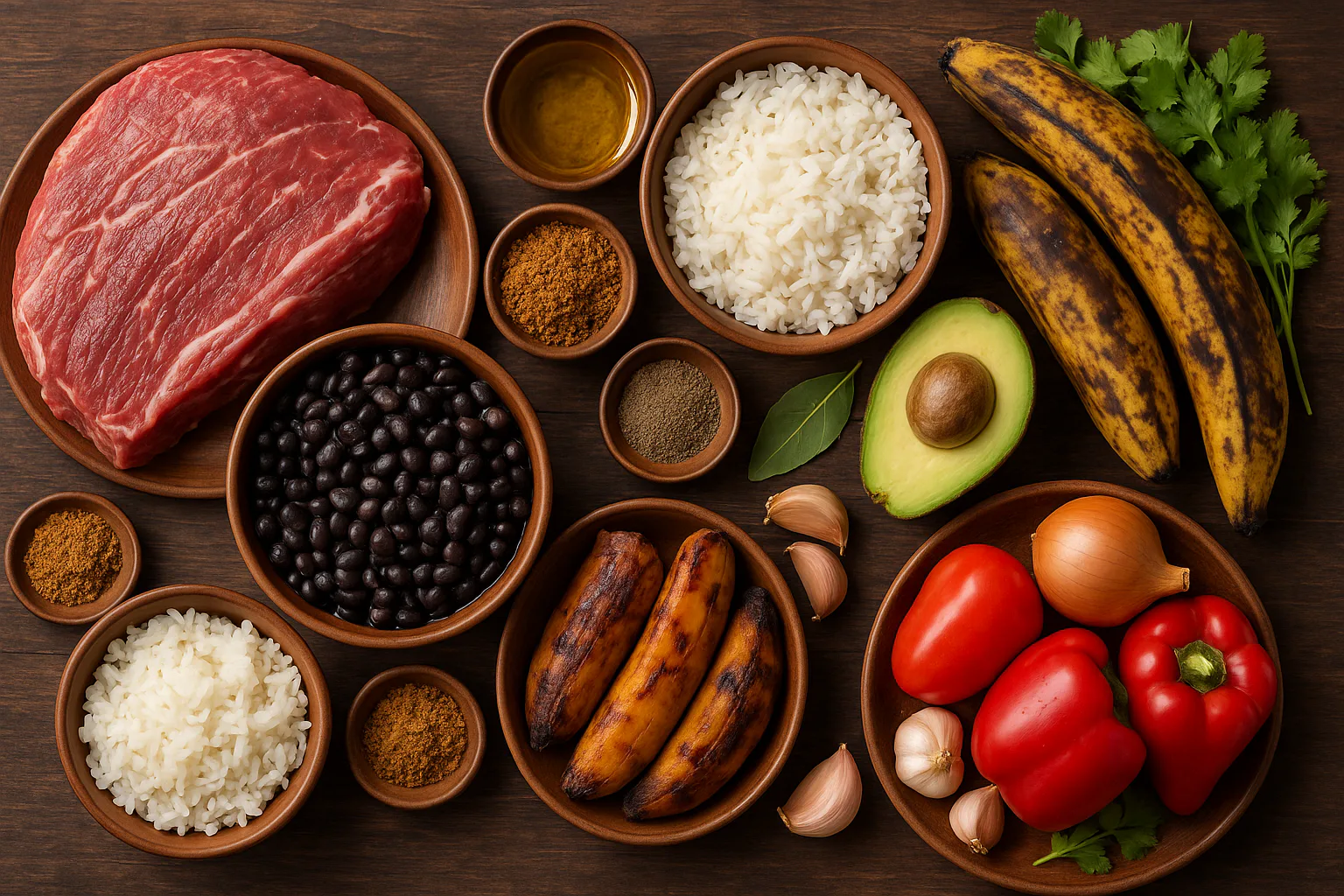 Ingredientes para Pabellón criollo