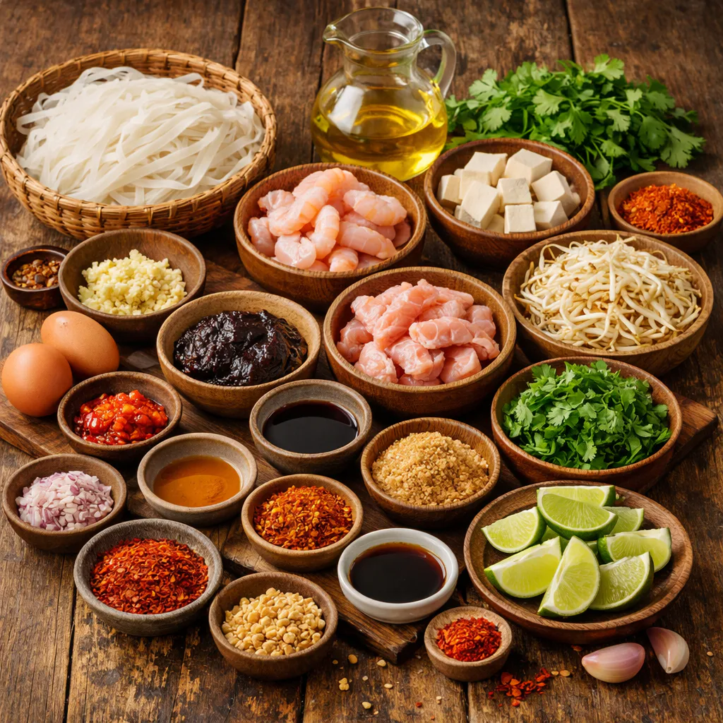 Ingredientes para Pad thai