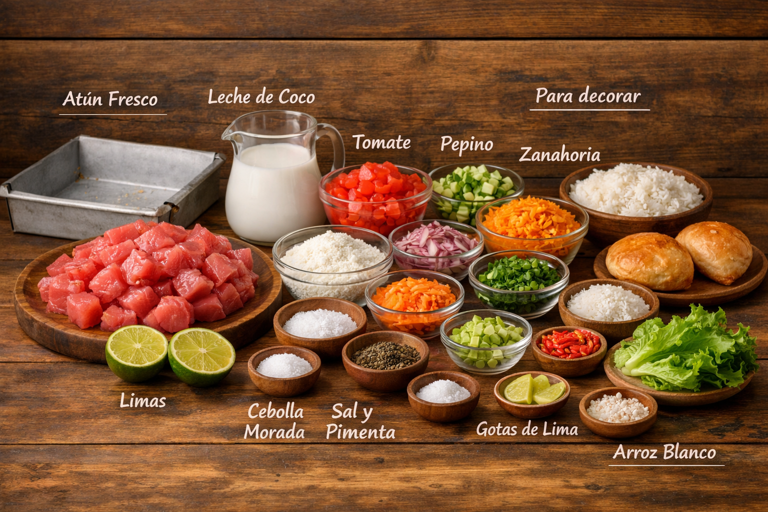 Ingredientes para Poisson cru tahitiano