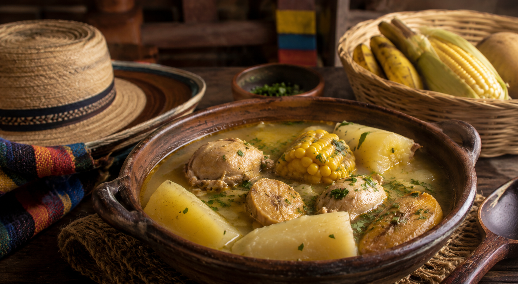 Sancocho colombiano listo para servir